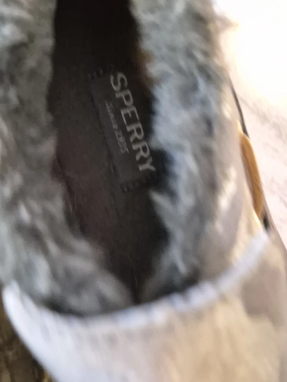 NEW Sperry Moc-Sider Slip-On Shoes Olive Green Camo Leather Faux Fur Lined Sz 8